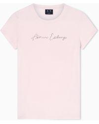 ARMANI EXCHANGE - Slim-Fit Cotton Jersey T-Shirt With Script Logo Essential - Lyst