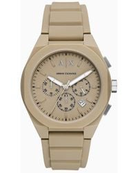 Armani Exchange - Chronograph Brown Silicone Watch - Lyst