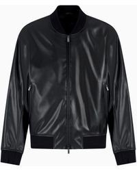 ARMANI EXCHANGE - Shiny Faux Leather Jacket - Lyst