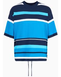 Armani Exchange - Striped Short-sleeved Shirt With Drawstring - Lyst