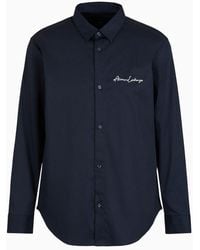 Armani Exchange - Camicia Regular Fit In Cotone Satinato Stretch - Lyst