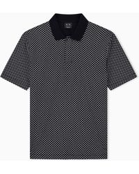 ARMANI EXCHANGE - Polo En Piqué De Coton Extensible À Motif Géométrique - Lyst
