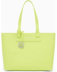 ARMANI EXCHANGE - Tote Bag With An Embossed Pattern And A Metallic Charm - Lyst