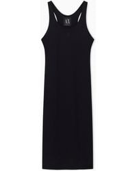 ARMANI EXCHANGE - Fitted Sleeveless Midi Dress - Lyst