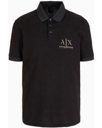 Armani Exchange - Regular Fit Polo Shirt In Cotton Pique With Flocked Logo - Lyst