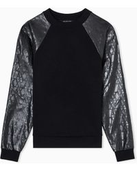ARMANI EXCHANGE - Sweatshirt With Contrasting Sleeves - Lyst