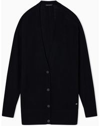 ARMANI EXCHANGE - Oversized Wool Blend Cardigan - Lyst