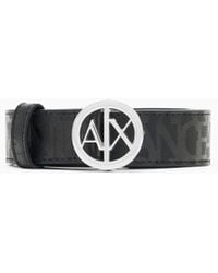ARMANI EXCHANGE - Belt With Allover Logo And Logo Buckle - Lyst