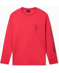 ARMANI EXCHANGE - Long-Sleeved Mercerized Cotton Jersey T-Shirt With Horse - Lyst