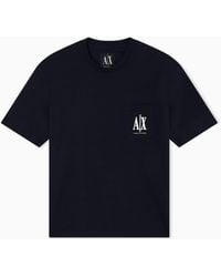 ARMANI EXCHANGE - Cotton Jersey T-Shirt With Crewneck And Pocket Icon - Lyst