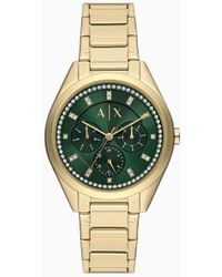 Armani Exchange - Multifunction Gold-tone Stainless Steel Watch - Lyst