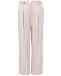 Armani Exchange - Trousers With Pleats In Satin Fabric - Lyst