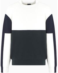 ARMANI EXCHANGE - Gerippter Pullover Mit Rundhalsausschnitt Und Farbblockdesign - Lyst