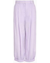 Armani Exchange - Wide Trousers With Pleats In Satin Jacquard - Lyst