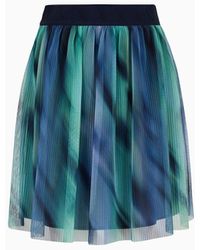 Armani Exchange - Wave Print Voile Pleated Skirt - Lyst