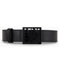 ARMANI EXCHANGE - Adjustable Belt With Matte Finish And Square Cut-Out Buckle - Lyst