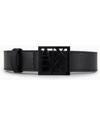 ARMANI EXCHANGE - Adjustable Belt With Matte Finish And Square Cut-Out Buckle - Lyst