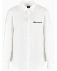 Armani Exchange - Regular Fit Shirt In Stretch Satin Cotton - Lyst