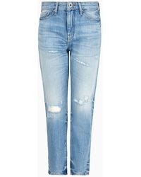 Armani Exchange - J16 Boyfriend Fit Cropped Jeans In Washed Denim - Lyst