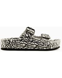 Armani Exchange - Sandals With All-over Logo Writing - Lyst