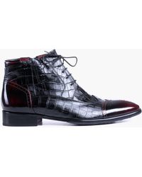 Armos - Burgundy Leather Brogue Boot - Lyst