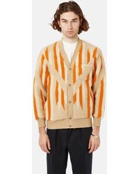 Beams Plus Native Rag Pattern Boa Fleece Cardigan in Orange for Men | Lyst UK
