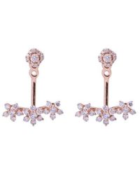 Artisan Carat Halo Snowflake Diamond Front Back Stud Earrings In 18k Rose Gold - Multicolor