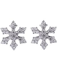 Artisan Carat Snowflake Diamond Stud Earrings In 18k White Gold - Multicolor