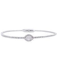 Artisan Carat Halo Marquise Shape Diamond Tennis Bangle With Magnetic Lock In 18k White Gold - Blue