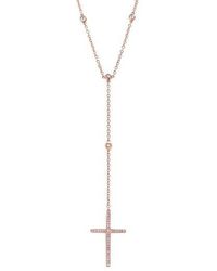 Artisan Carat Rosary Cross Necklace In 18k Rose Gold - Blue