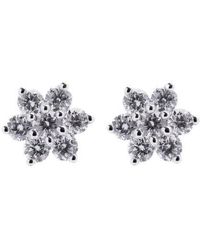 Artisan Carat Cluster Snowflake Diamond Stud Earrings In 18k White Gold - Multicolor