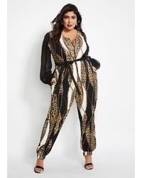 Ashley Stewart Plus Size Tall Sheer Sleeve Status Jumpsuit - Black