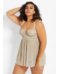 Ashley Stewart Plus Size Babydoll Two-piece Set - Gray
