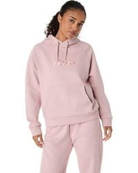 Asics - LOGO FLEECE PULLOVER HOODIE - Lyst