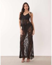 ASOS - Mesh And Lace Insert Maxi Skirt Co-ord - Lyst