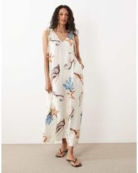 New Look - Shell Print Beaded Smock Maxi Dress - Lyst