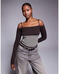 Edikted - Darya Striped Off Shoulder Knit Top - Lyst
