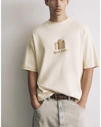 Pull&Bear - T-shirt épais à manches courtes et imprimé graphique - sable - Lyst