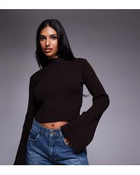 Kaiia - Exclusive High Neck Flare Sleeve Jumper - Lyst