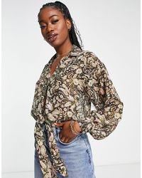 New Look - Paisley Print Tie Front Blouse - Lyst