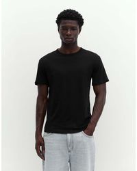 Pull&Bear - T-Shirt Basic Slim Nera - Lyst