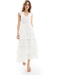 Pretty Lavish - Cotton Ruffle Midaxi Dress - Lyst