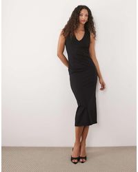 Mango - V Neck Sleeveless Midi Dress - Lyst