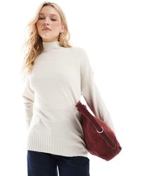 ONLY - High Neck Ribbed Longline Jumper - Lyst