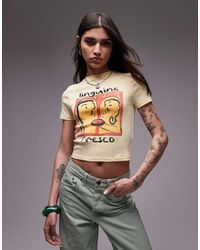 TOPSHOP - T-Shirt Baby Color Latticello Con Stampa “Linguine" - Lyst