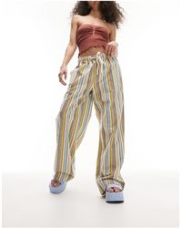 TOPSHOP - Textured Stripe Pull On Pants - Lyst