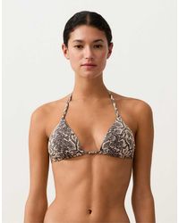 Oysho - Snake Print Triangle Bikini Top - Lyst
