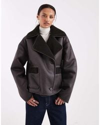 Pieces - Faux Shearling Jacket - Lyst