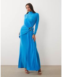ASOS - Slinky Drape Maxi Dress With Trim Detail - Lyst