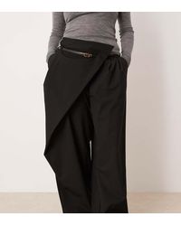 ASOS - Curve Tailored Wide Leg Wrap Belted Pants - Lyst